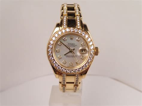 pre owned womens rolex mother of pearl diamond watch|rolex mother of pearl face.